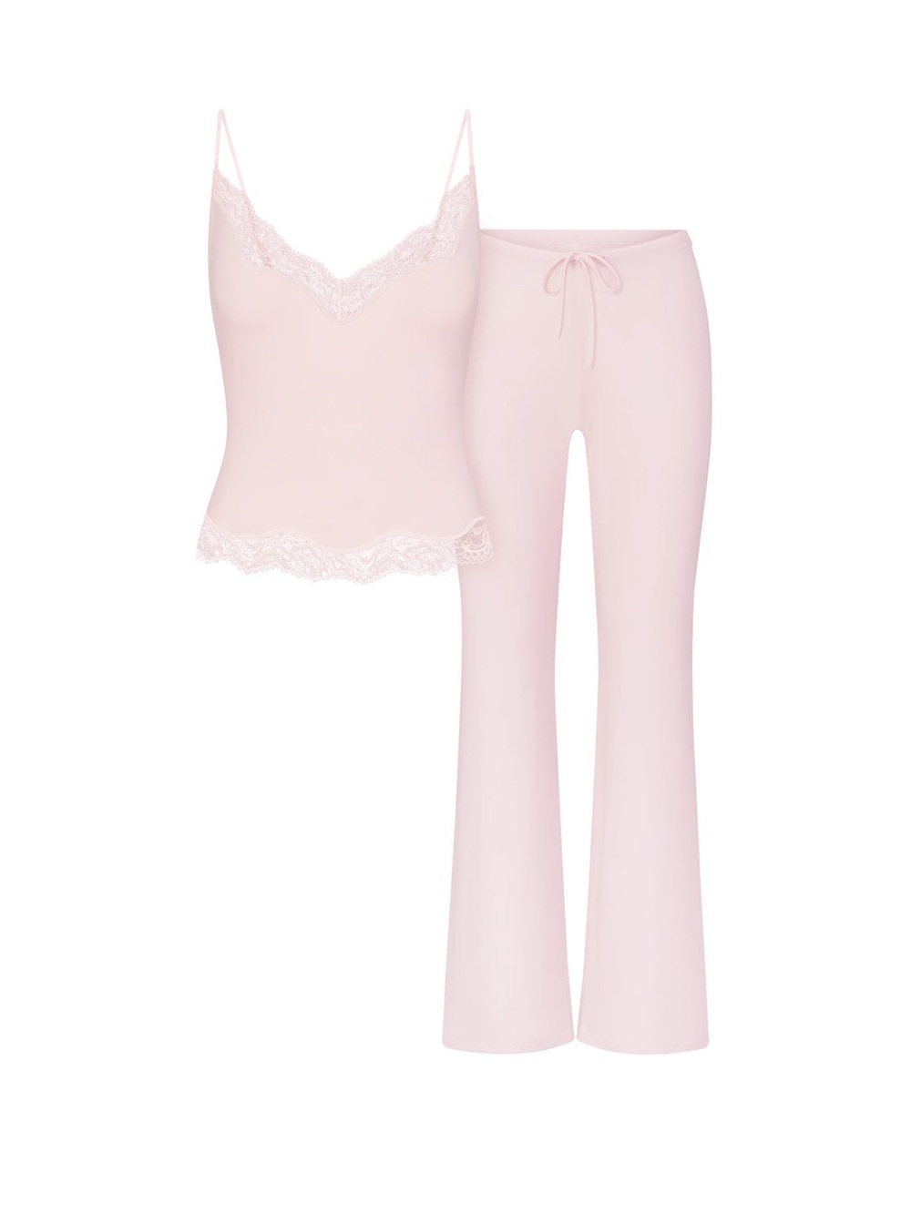 Skims lace cami and pant set in pink